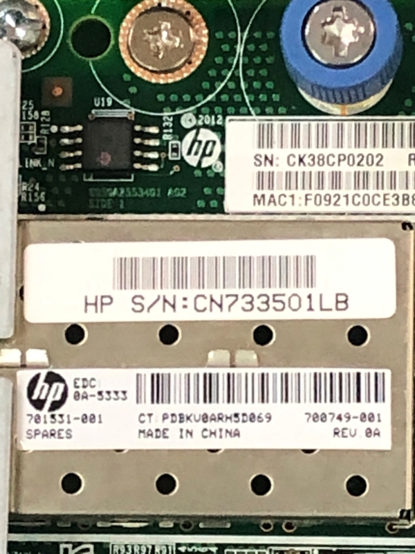 中古 HP 700751-B21 FlexFabric 10Gb 2P 534FLR-SFP+ NIC