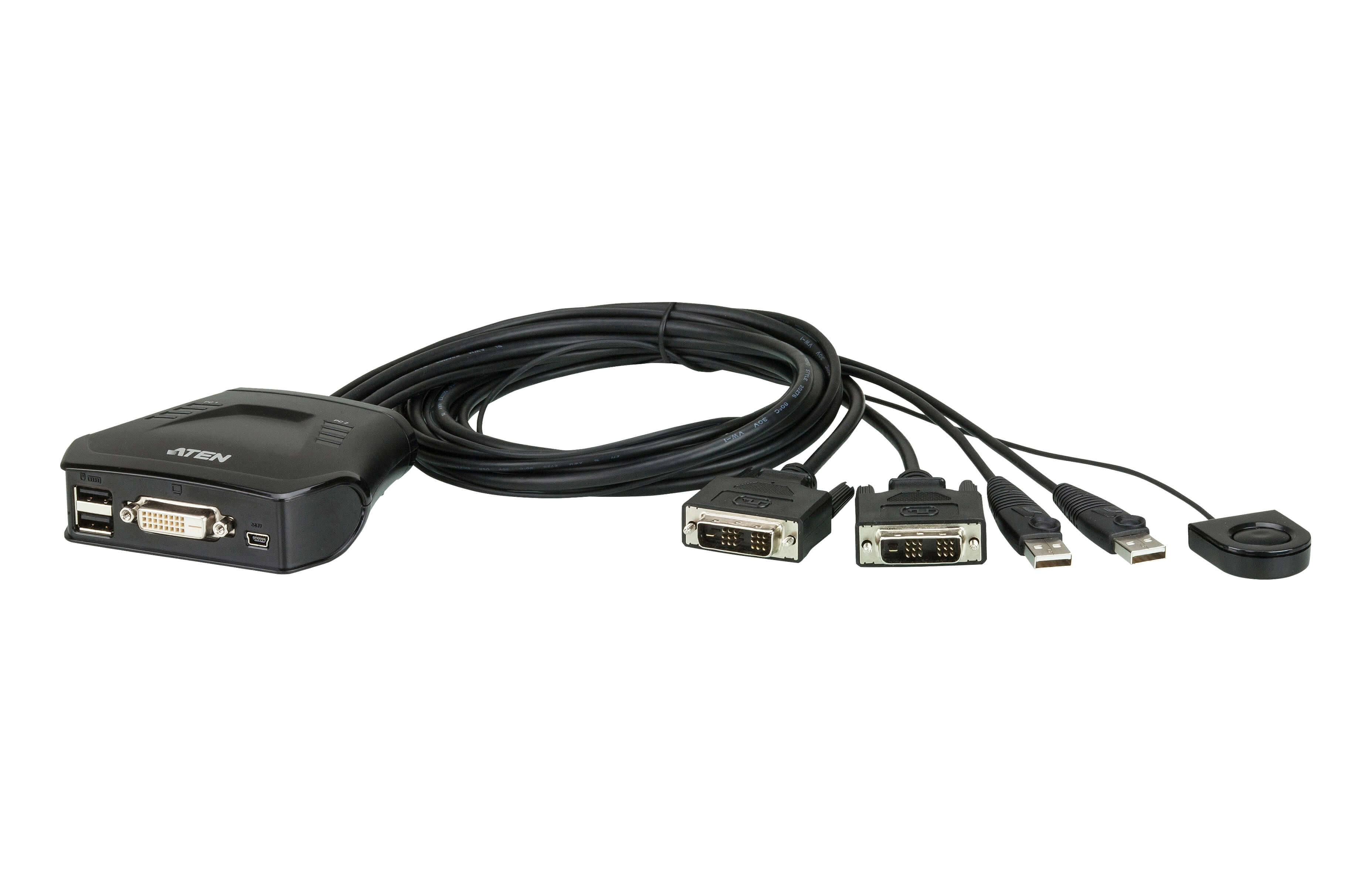 取寄 ATEN CS22D ケーブル一体型2ポートUSB DVI KVMスイッチ