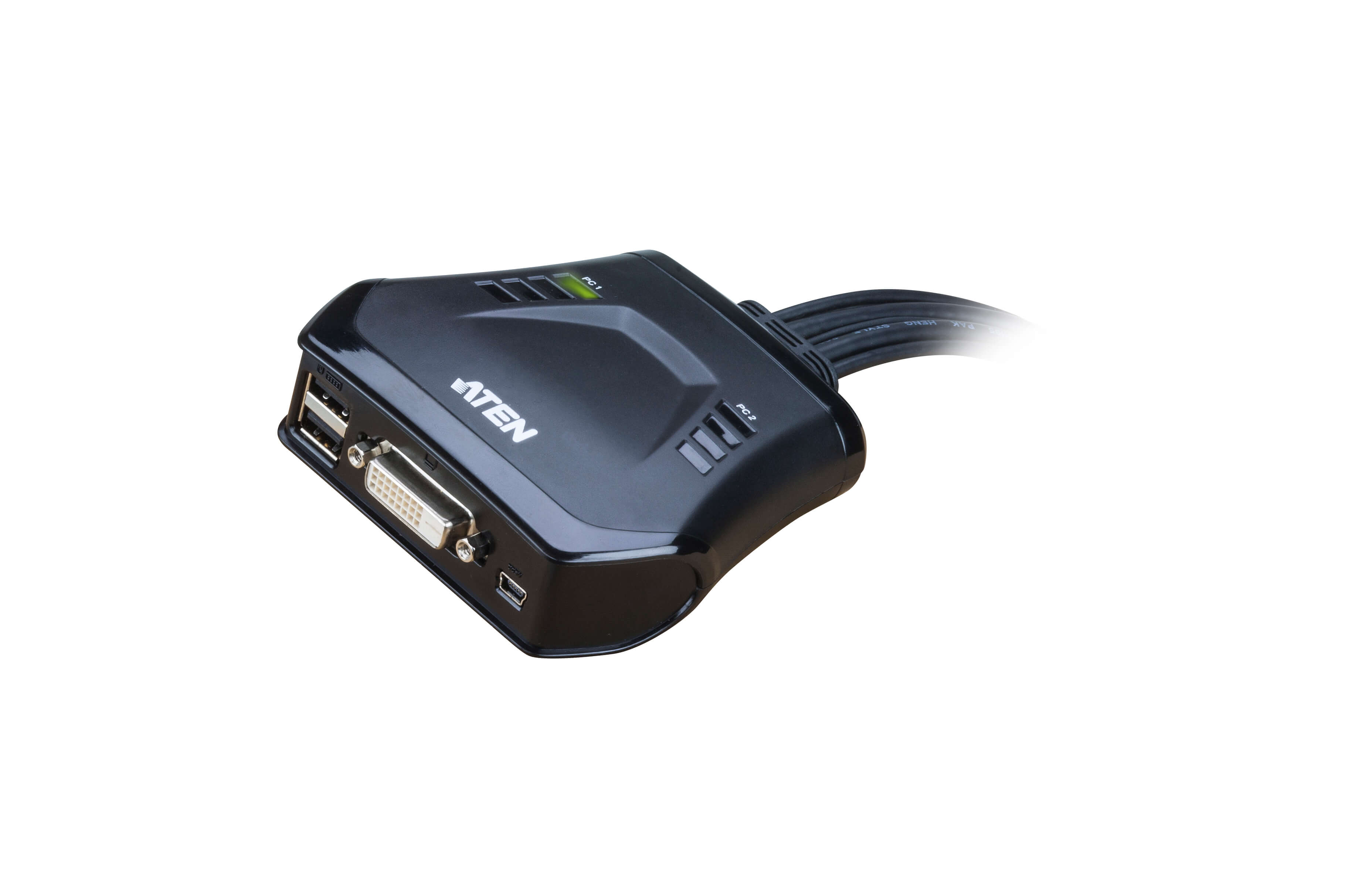 取寄 ATEN CS22D ケーブル一体型2ポートUSB DVI KVMスイッチ
