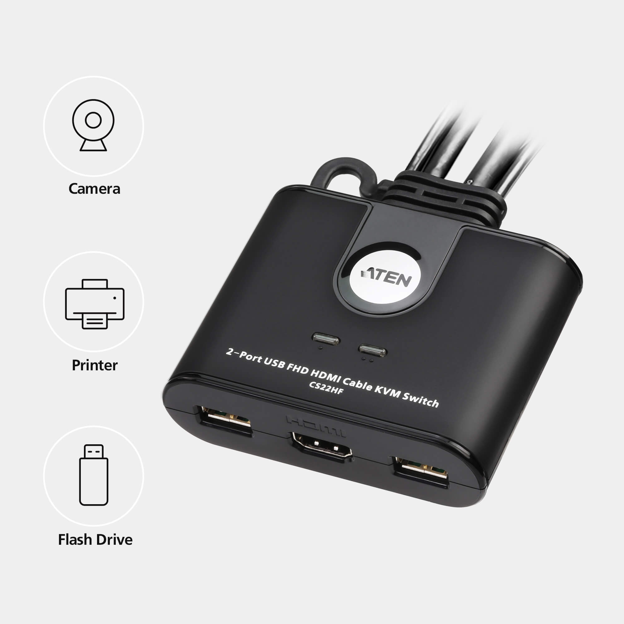 取寄 ATEN CS22HF 2ポートUSB HDMI ケーブルKVMスイッチ（FHD仕様）