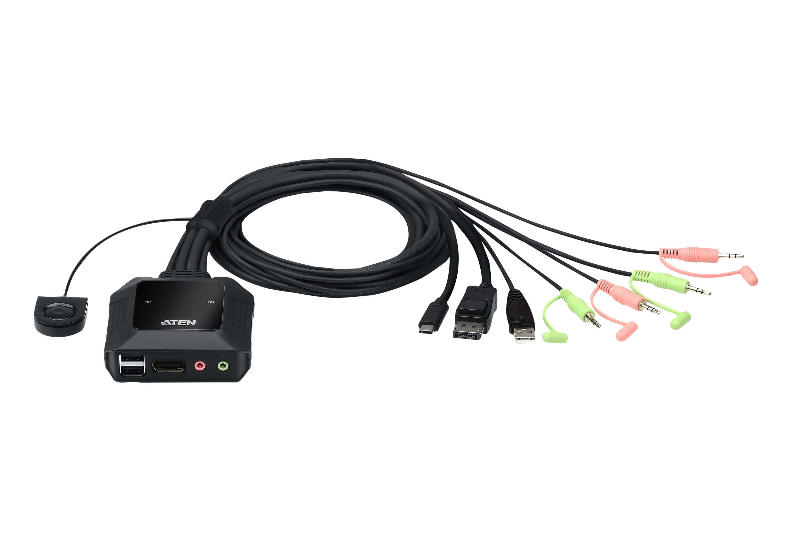 取寄 ATEN CS52DP 2ポート USB-C DisplayPort ハイブリッド ケーブルKVMスイッチ