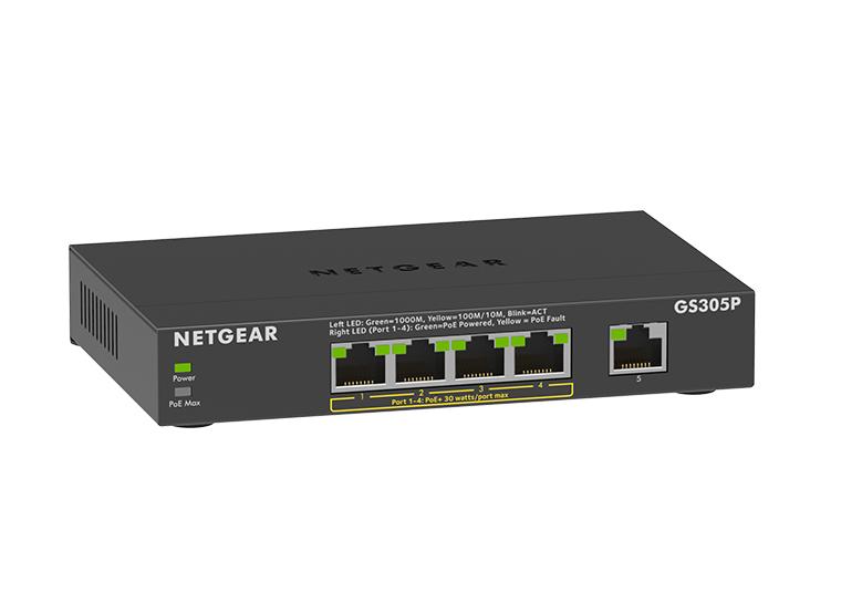 NETGEAR GS305P-200JPS SOHO家庭向けPoE+対応 (63W)ギガビット5ポート アンマネージスイッチ