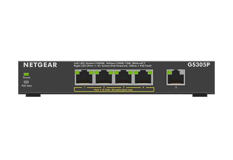 NETGEAR GS305P-200JPS SOHO家庭向けPoE+対応 (63W)ギガビット5ポート アンマネージスイッチ