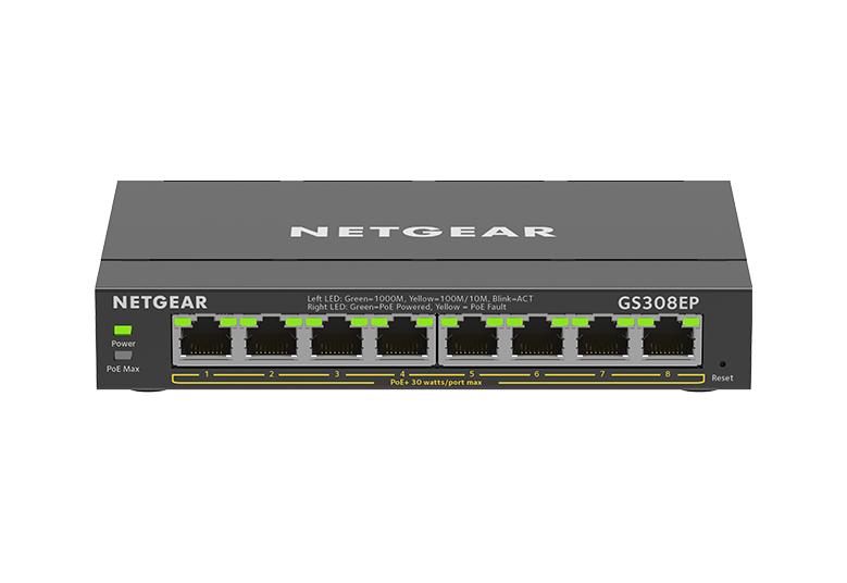 取寄 NETGEAR GS308EP-100JPS SOHO家庭向けPoE+対応 62W ギガビット8Pアンマネージプラススイッチ