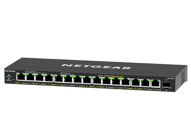 取寄 NETGEAR GS316EP-100JPS SOHO/家庭向 PoE+ (180W) ギガx15 SFPx1 アンマネージプラススイッチ