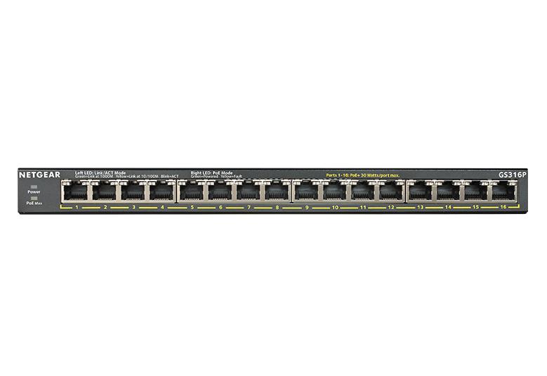 取寄 NETGEAR GS316P-100AJS PoE+対応 (115W) ギガビット16ポート アンマネージスイッチ