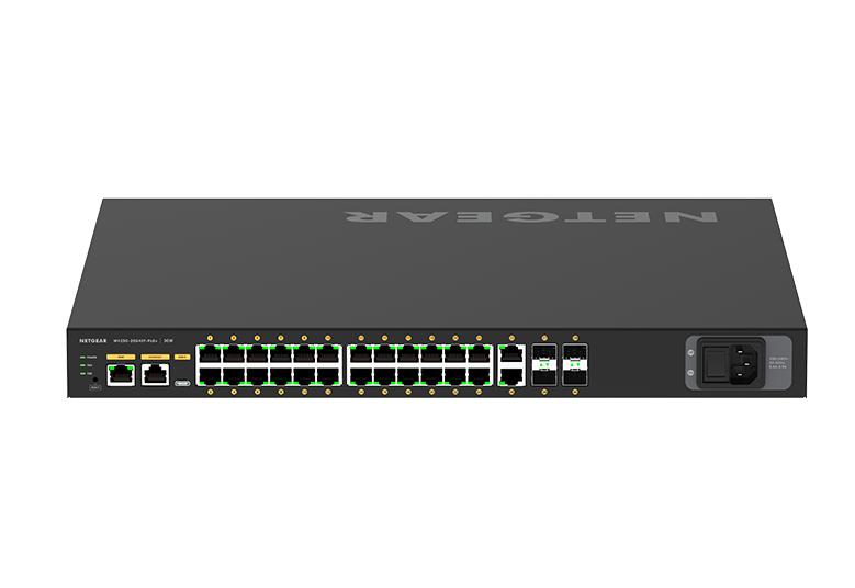 取寄 NETGEAR GSM4230PX-100AJS ProAV PoE+ 480W 1G×26 SFP+スロット×4 フルマネージスイッチ