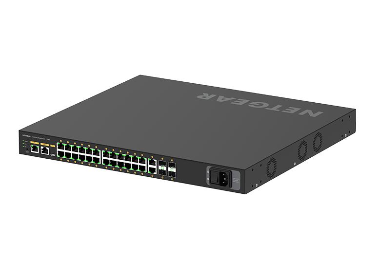 取寄 NETGEAR GSM4230P-100AJS ProAV PoE+ 300W 1G×26 SFPスロット×4 フルマネージスイッチ