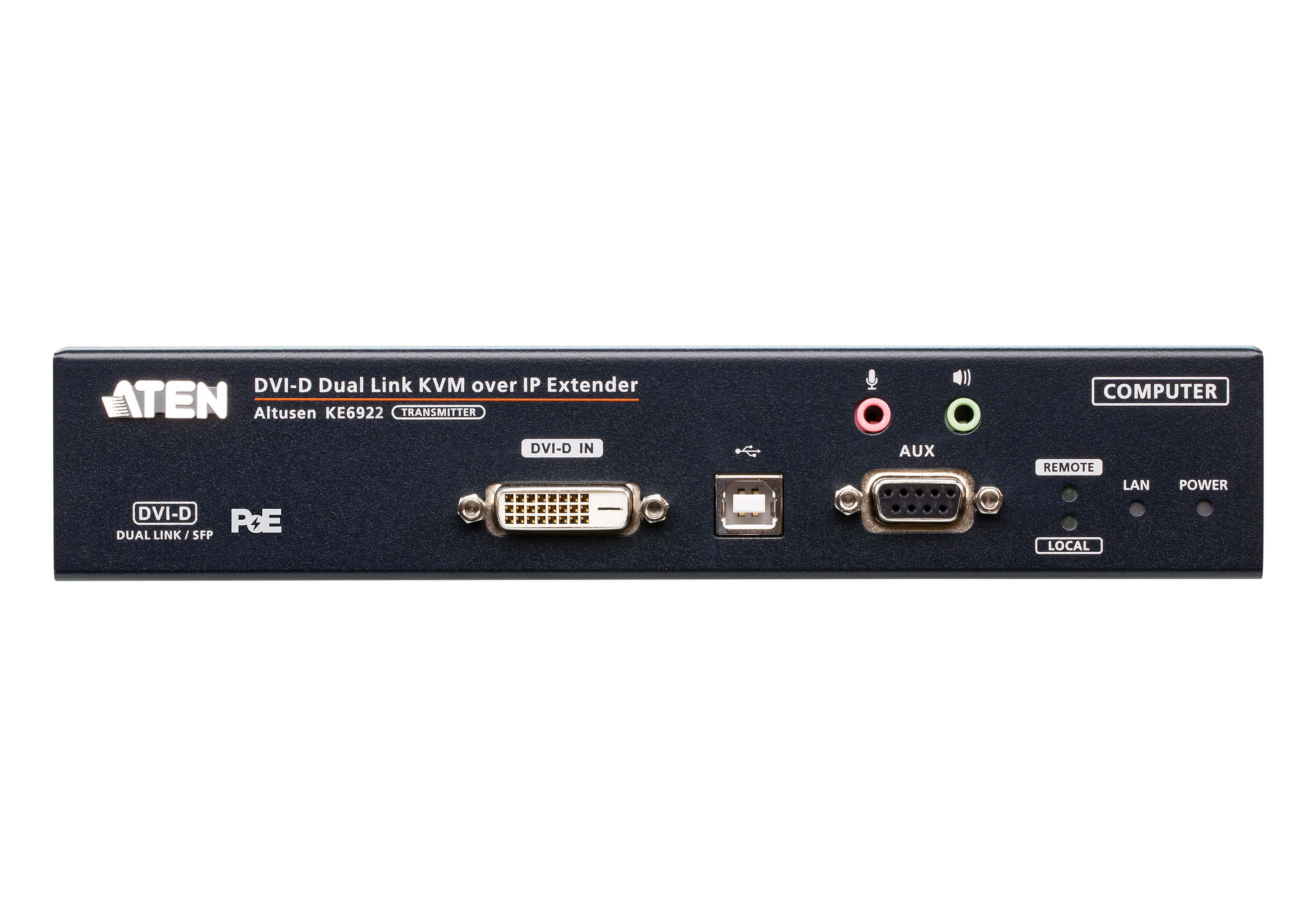 取寄 ATEN KE6922T  デュアルリンクDVI-D IP-KVMトランスミッター（2K&PoE対応、デュアルSFP搭載）