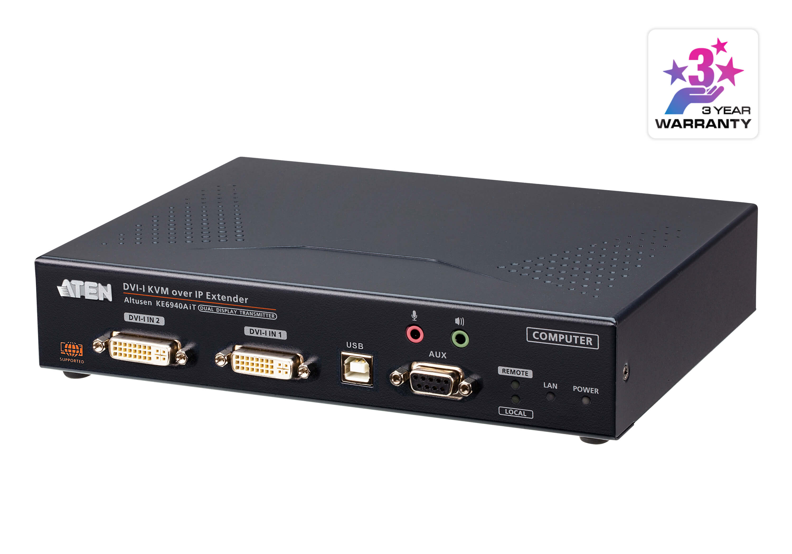 取寄 ATEN KE6940AiT DVI-Iデュアルディスプレイ IP-KVMトランスミッター（インターネットアクセス、デュアル電源/LAN対応）