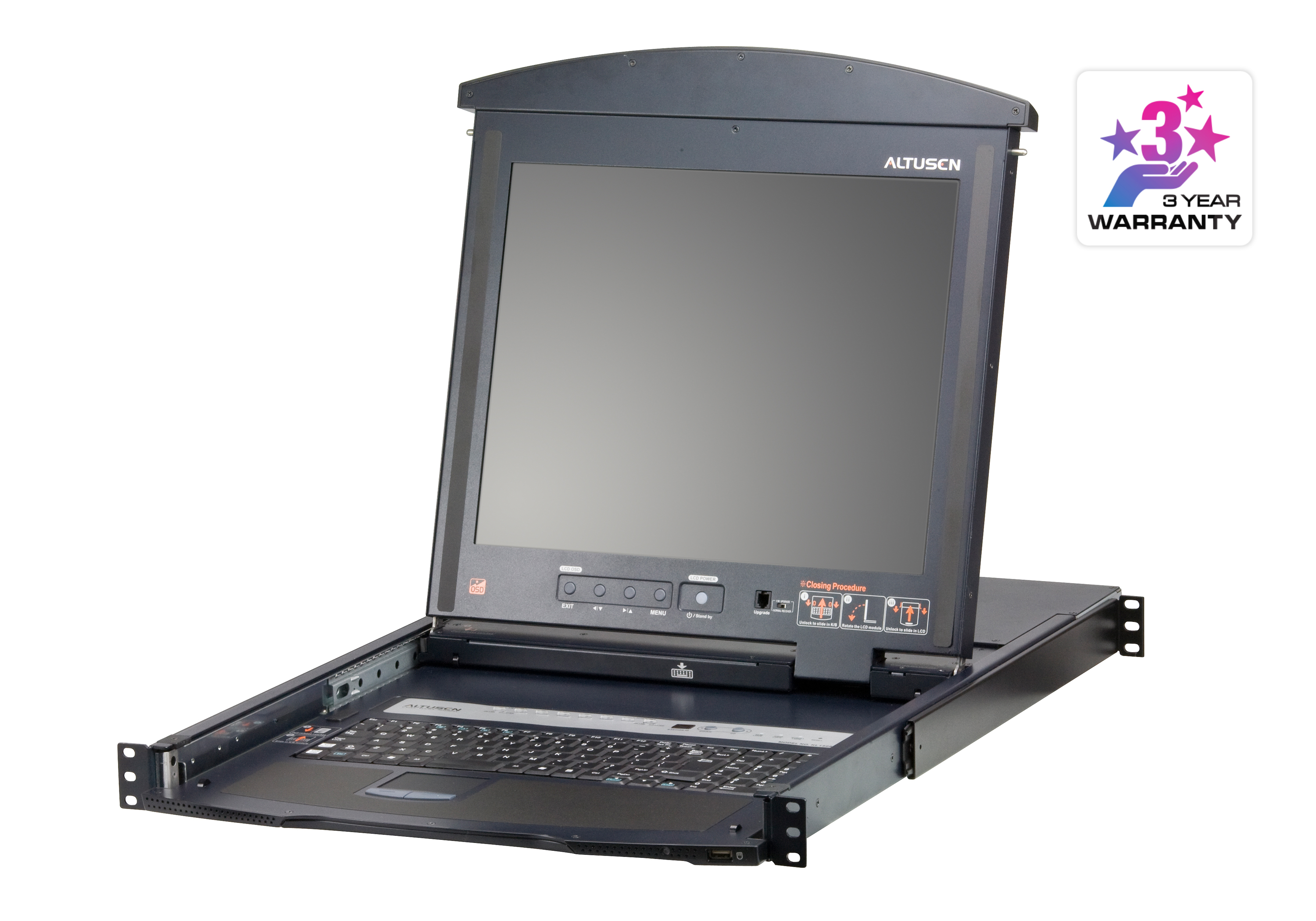 取寄 ATEN KL1508AMJJS 17インチLCD デュアルスライド 8ポートKVMドロワー ショートレール
