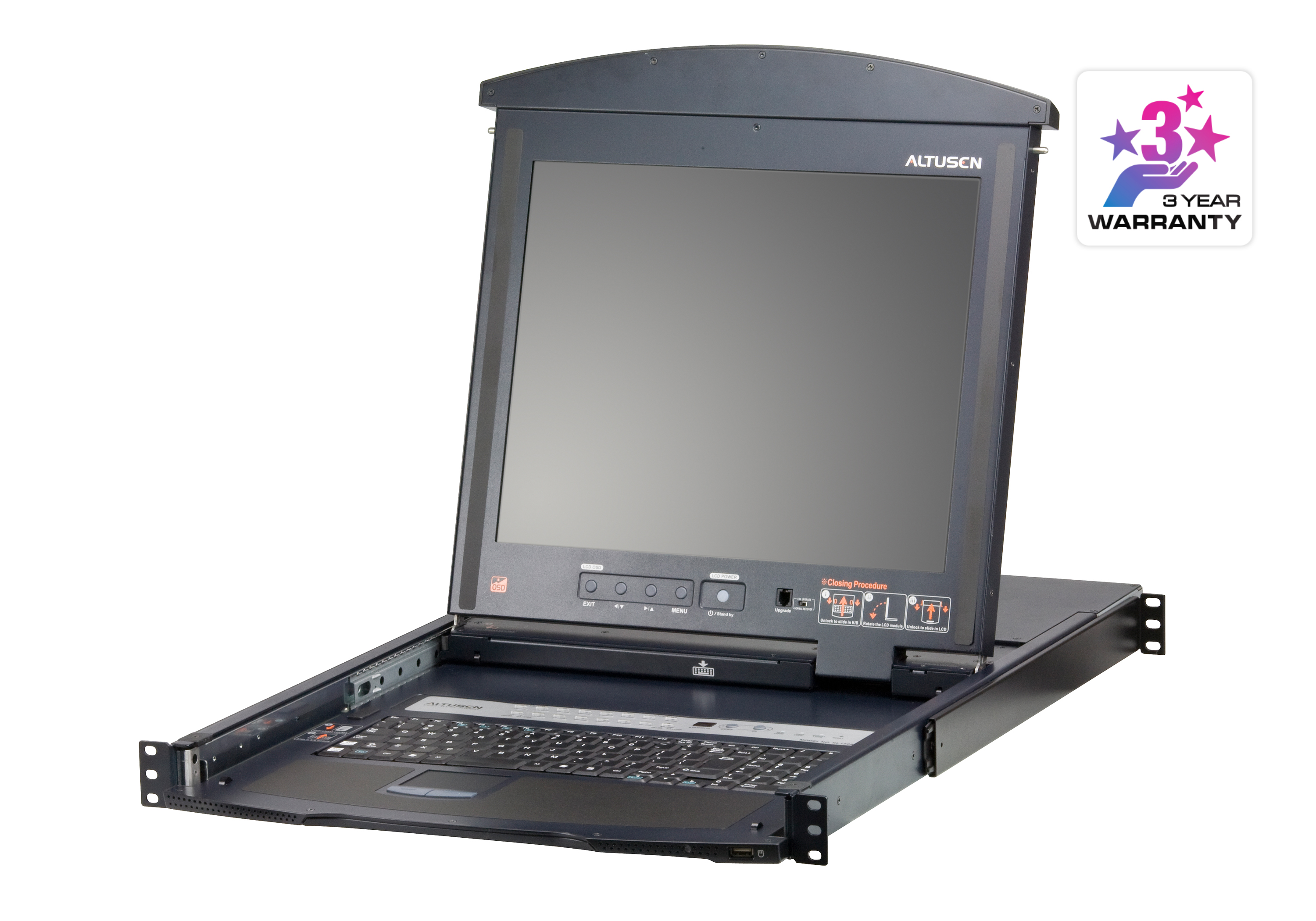取寄 ATEN KL1516ANJJL 19インチLCD デュアルスライド 16ポートKVMドロワー ロングレール
