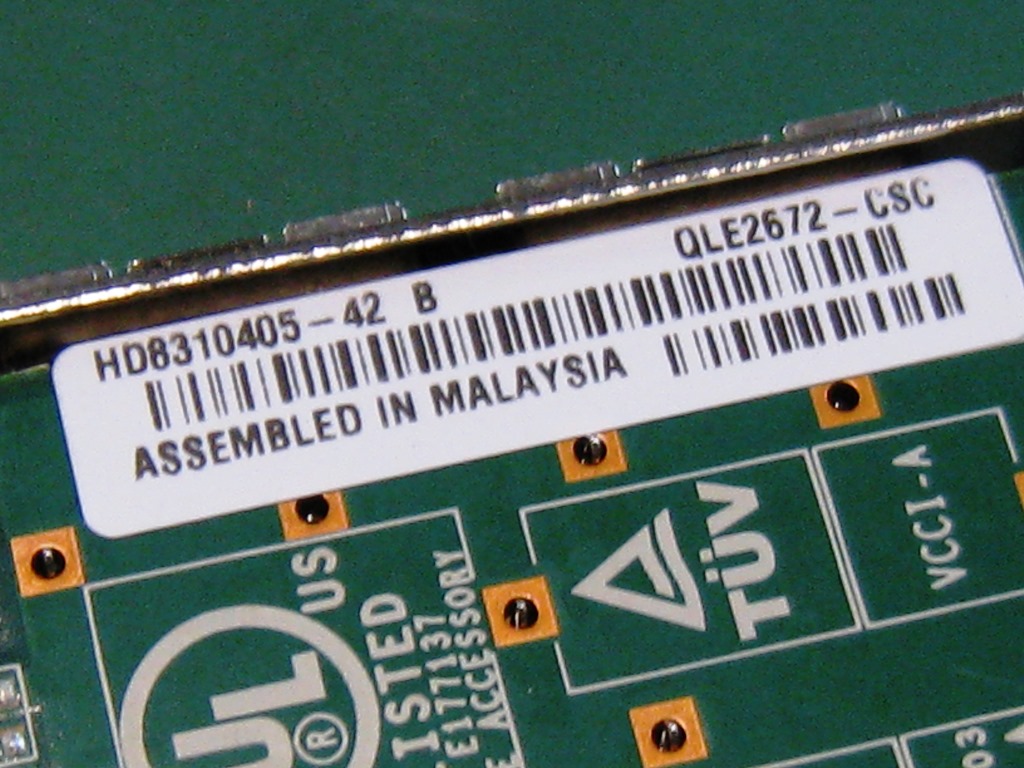 中古 QLOGIC QLE2672 PCI-e 16Gb FC 2CH サーバOEM品 ノーマルブラケット型