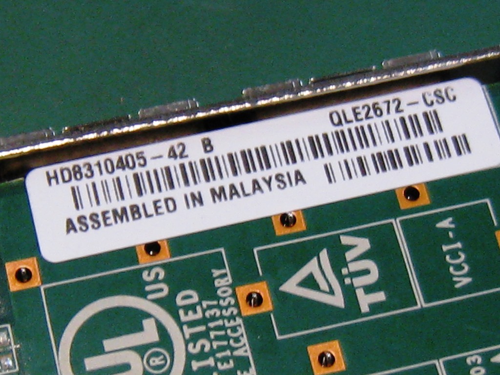 中古 QLOGIC QLE2672 PCI-e 16Gb FC 2CH サーバーOEM品 ノーマルブラケット型