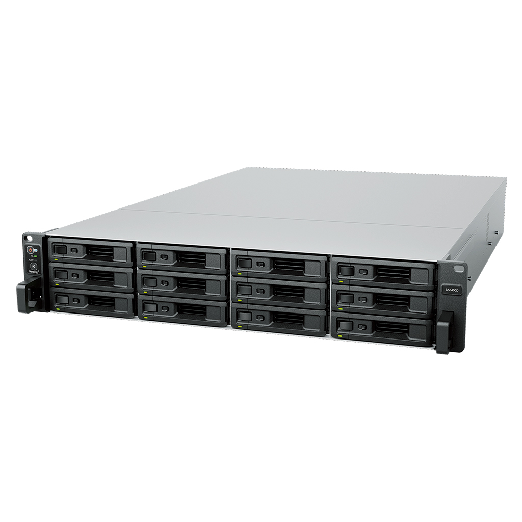 【純正HDD&国内保守付】新品 Synology(シノロジー) SA3400D デュアルコントローラ 12TB 12本搭載済 RAID6 約105TB 5年翌営業日オンサイト