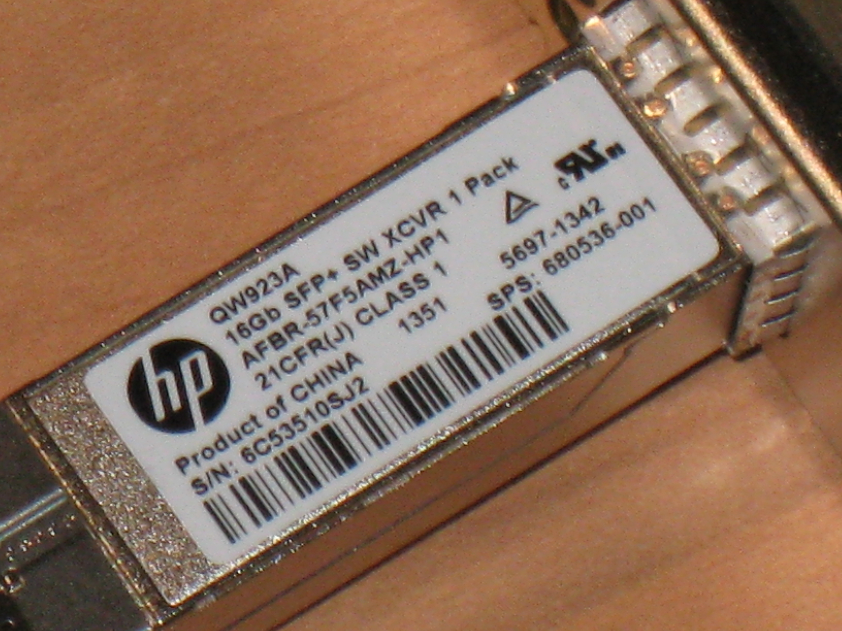 中古 HP QW971A(699764-001) SN1000Q 16Gb Single Port FC HBA GBIC無し