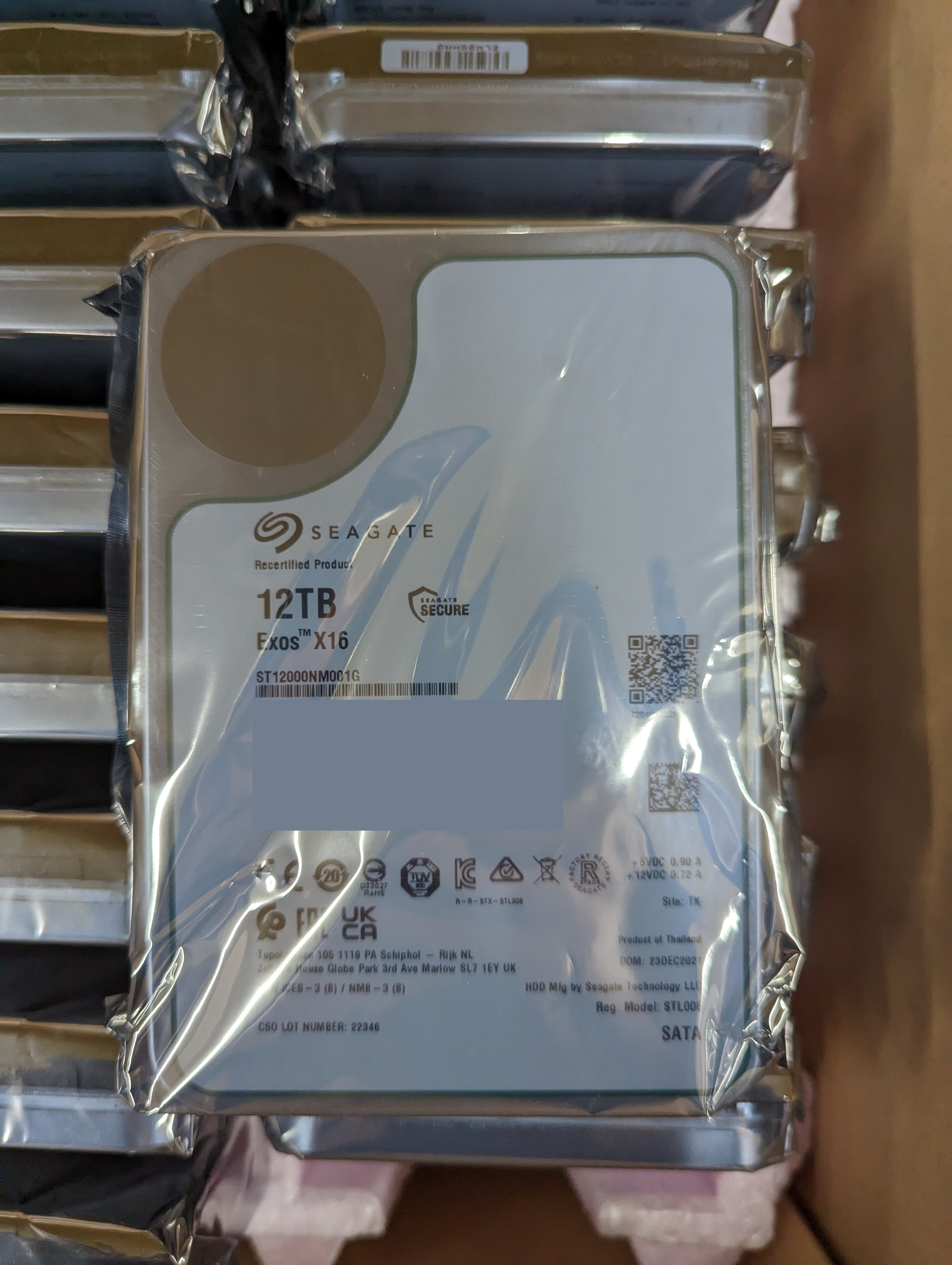 【メーカー再生品】在庫 Seagate Exos X16 ST12000NM001G 12TB NL-SATA 90日保証 2本セット