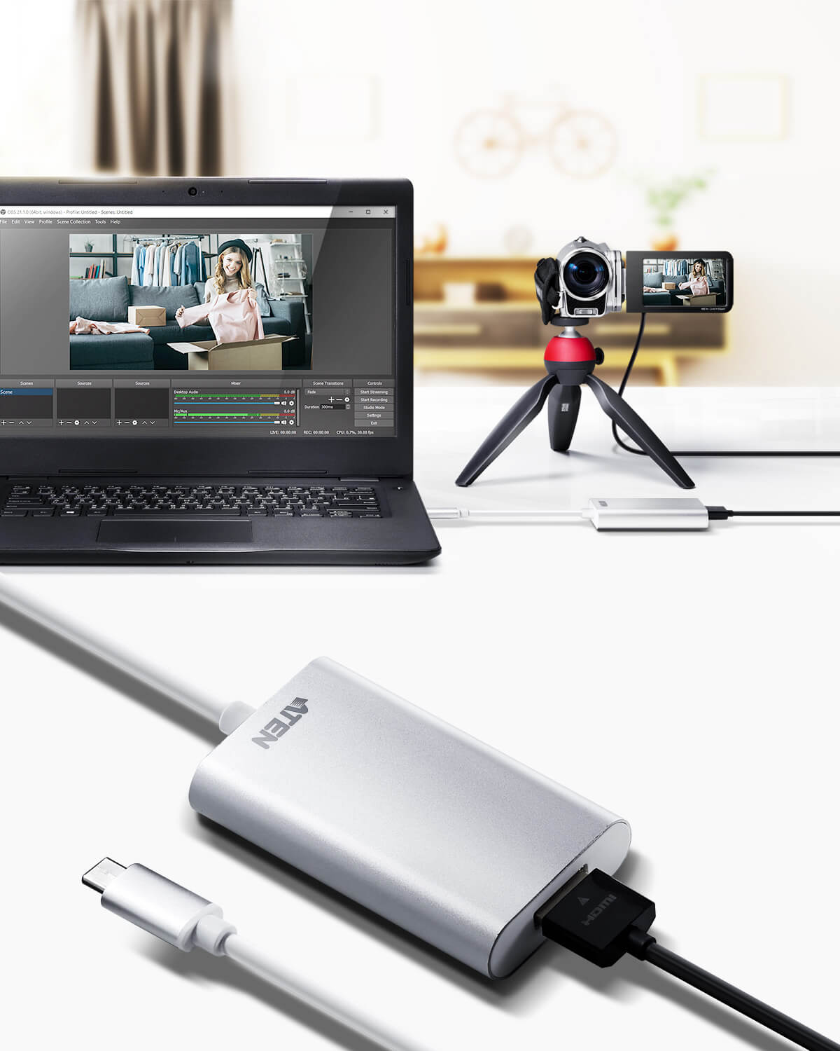 取寄 ATEN UC3020  HDMI→USB-C UVCビデオキャプチャー