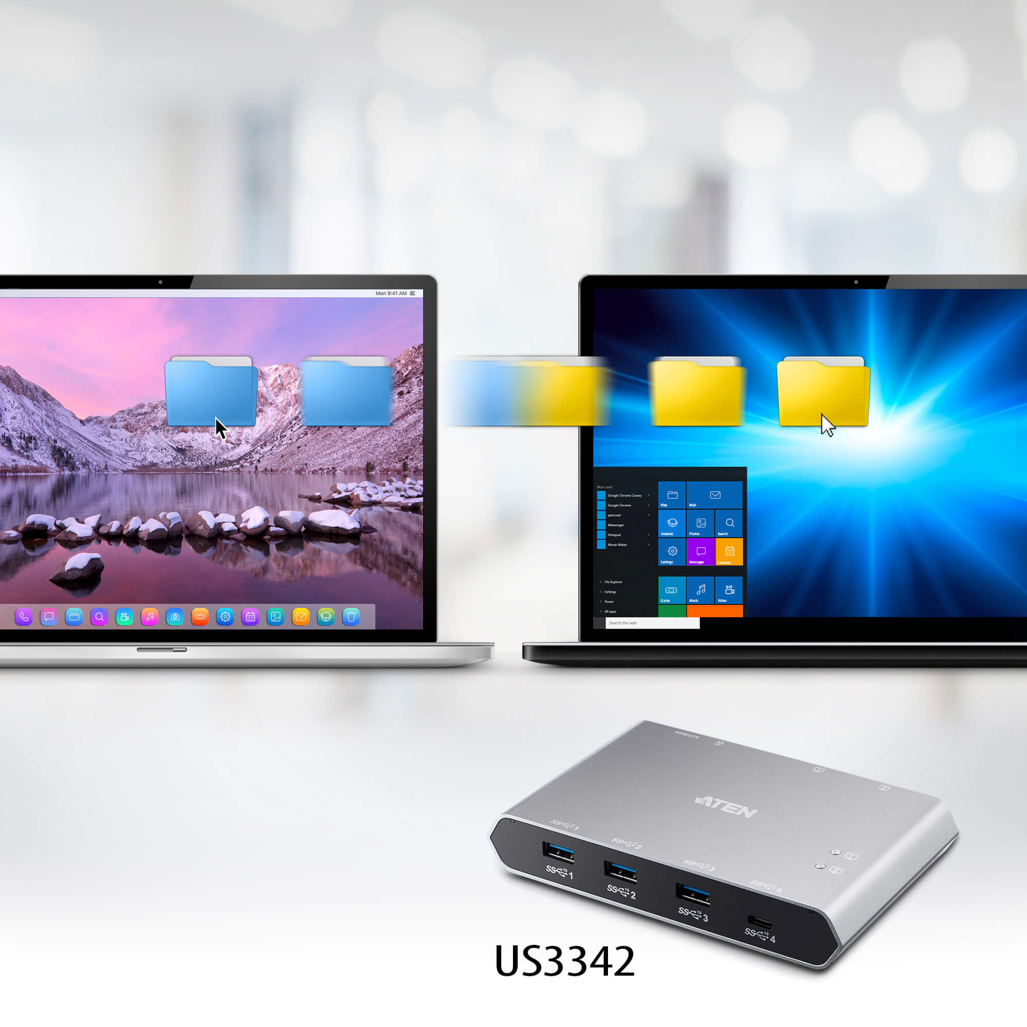 取寄 ATEN US3342  USB-C 2ポートUSB 3.1 Gen 2デバイス共有器（電源パススルー対応）